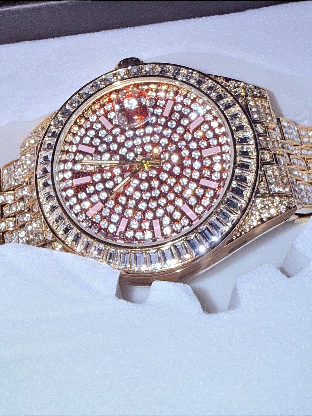 Crystal-Set Gold-Tone Watch
